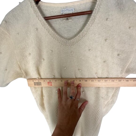 Vintage Angora Lambswool Sweater Pearl Beads Coquette Romantic S - Picture 7 of 7